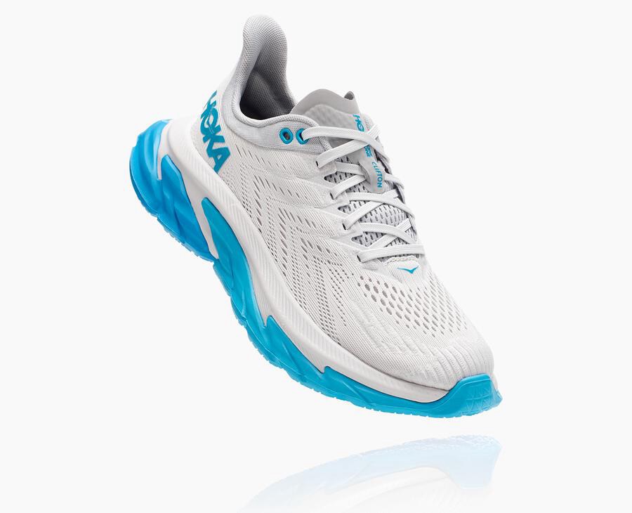 Running Shoes Womens - Hoka One One Clifton Edge - White/Blue - AMGILTW-32